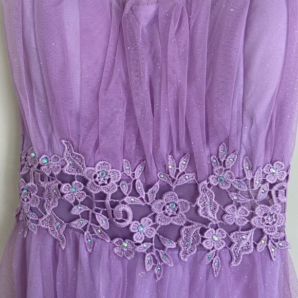 City Triangles Elegant Lavender Evening Gown Prom Dress Tulle Embroidered Floral - Picture 6 of 16
